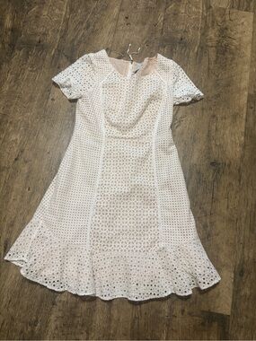 HD in Paris White Eyelet Lace Mini Dress with Ruffle Hem